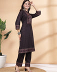 Women'S Abstract Printed A-Line Kurta And Palazzo Set