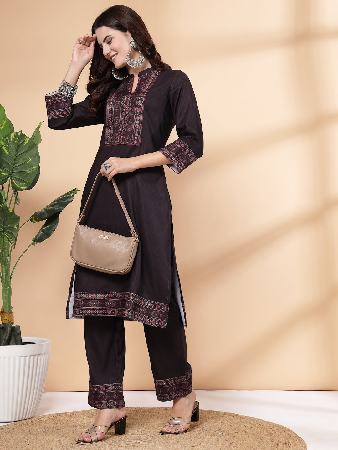 Women&#39;S Abstract Printed A-Line Kurta And Palazzo Set