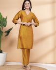 Women'S Embroidered A-Line Kurta And Palazzo Set With Dupatta