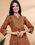 Floral Printed Cotton Kurta With Palazzo Co-Ord Set