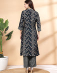 Women Viscose Mix N Match Print Kurta With Plazzos