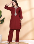 Women Floral Embroidered Kurta And Palazzo Set