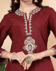 Women Floral Embroidered Kurta And Palazzo Set