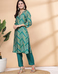 Printed Modal Chanderi Kurta With Embroidery And Solid Palazzo