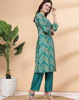 Printed Modal Chanderi Kurta With Embroidery And Solid Palazzo