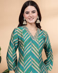 Printed Modal Chanderi Kurta With Embroidery And Solid Palazzo