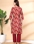 Printed Modal Chanderi Kurta With Embroidery And Solid Palazzo