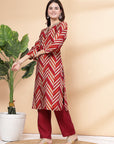 Printed Modal Chanderi Kurta With Embroidery And Solid Palazzo