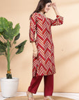 Printed Modal Chanderi Kurta With Embroidery And Solid Palazzo