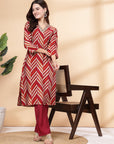 Printed Modal Chanderi Kurta With Embroidery And Solid Palazzo