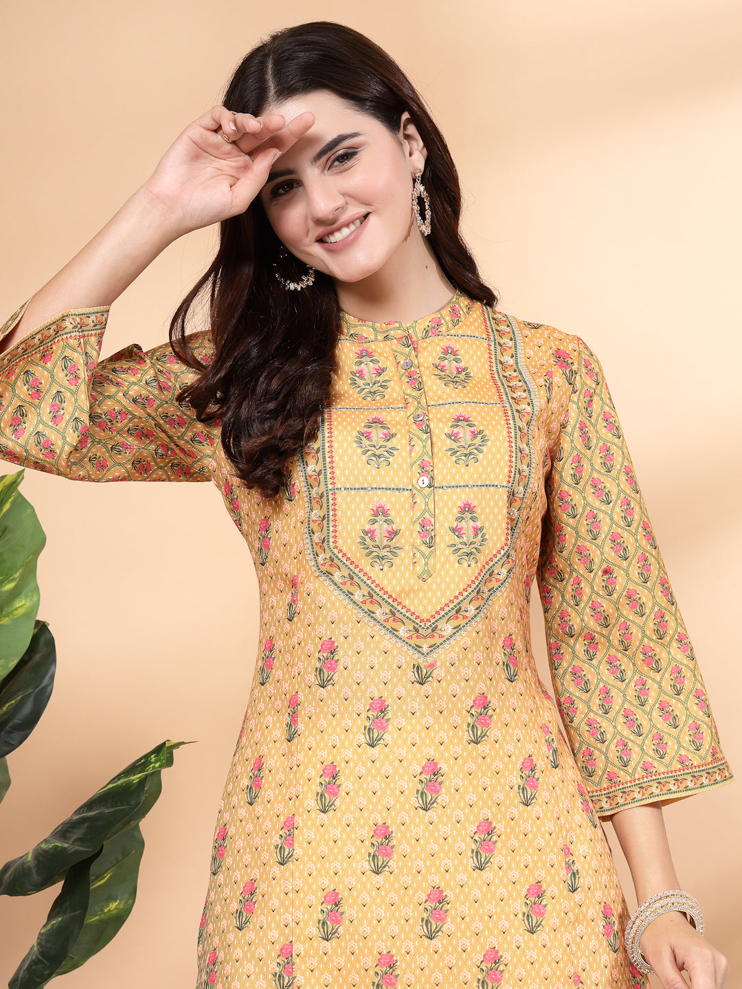 Poly Linen A-Line Kurta And Palazzo Co-Ord Set