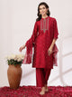 Solid Straight Silk Kurta Set with Zari Embroidery and Solid Dupatta