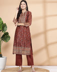 Floral Printed Poly Chanderi Kurta And Palazzo Set With Dupatta