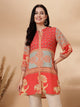 Patch Printed Straight Crepe Kurti with Mandarin Collar