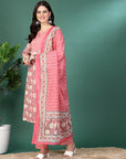 Floral Printed A-Line Kurta Set With Dupatta