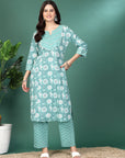 Floral Printed A-Line Kurta Set With Dupatta