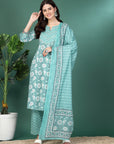 Floral Printed A-Line Kurta Set With Dupatta