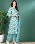 Floral Printed A-Line Kurta Set With Dupatta