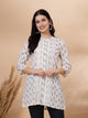 Ethnic Printed A-Line Cambric Kurti with Lace Detailing