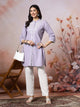 Solid Straight Cotton Blend Kurta Set with Ethnic Embroidery & Lace Detail