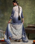 Linen Printed Kurta Set with Swarovski Detailing, Palazzo & Kotta Dupatta