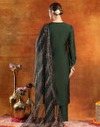 Poly Viscose Embroidered Kurta Set with Silk Palazzo & Printed Chiffon Dupatta