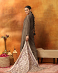 Art Silk Embroidered Kurta Set with Palazzo & Silk Dupatta