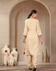 Zari-Embroidered Poly Viscose Kurta Set with Palazzo
