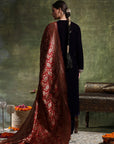 Velvet Kurta Set with Zari Embroidery & Banarasi Art Silk Dupatta