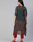 Ethnic Motifs Printed Thread Work Kaftan Kurta