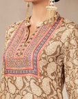 Paisley Wool Blend Kurta Set with Swarovski Detailing & Chiffon Dupatta