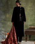 Velvet Kurta Set with Zari Embroidery & Banarasi Art Silk Dupatta