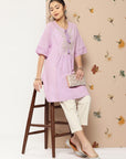 Floral Embroidered Flared Sleeves Kurti