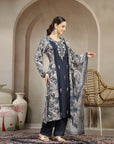 Floral Pashmina Wool Kurta Set with Kotta Dupatta