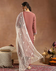 Kurta Set with Intricate Dori Embroidery, Lace Hem Palazzo & Embroidered Supernet Dupatta