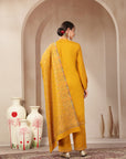 Woolen Jacquard Embroidered Kurta Set with Wool Dupatta