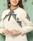 Embroidered Tunic Top In Rayon Fabric