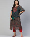 Ethnic Motifs Printed Thread Work Kaftan Kurta