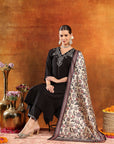 Poly Viscose Ari-Embroidered Kurta Set with Silk Dupatta