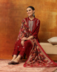 Blended Zari Embroidered Kurta Set with Palazzo & Printed Silk Dupatta