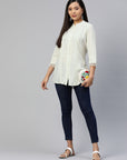 Mandarin Collar Lace Shirt Style Top