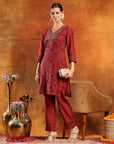 Cotton Raschel Embroidered Kurta Set with Palazzo