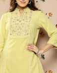 Floral Yoke Design Sequinned Linen Sequinned Kurti