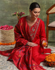 Samaira Silk Zari-Embroidered Kurta Set with Dupatta