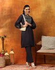 Rayon Kurti & Palazzo Co-Ord Set with Embroidered Yoke