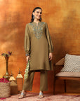 Rayon Kurti & Palazzo Co-Ord Set with Embroidered Yoke