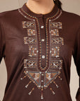 Viscose Blend Kurta Set with Ethnic Motif Embroidery