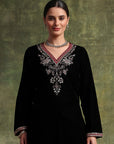 Velvet Kurta Set with Zari Embroidery & Banarasi Art Silk Dupatta