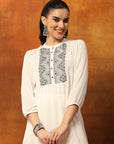 Solid Zari Embroidered Rayon Kurta with Laced Hem Palazzo