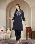 Crepe-Raschel Embroidered Kurta Set with Palazzo